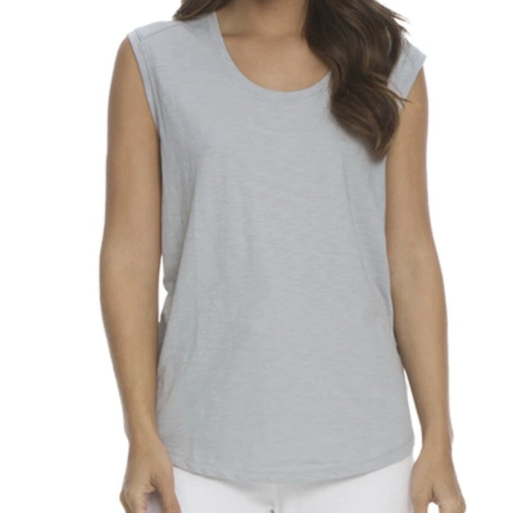 NWT Barefoot Dreams Women XS  Blue Water Malibu Collection Sleeveless Slub Tee